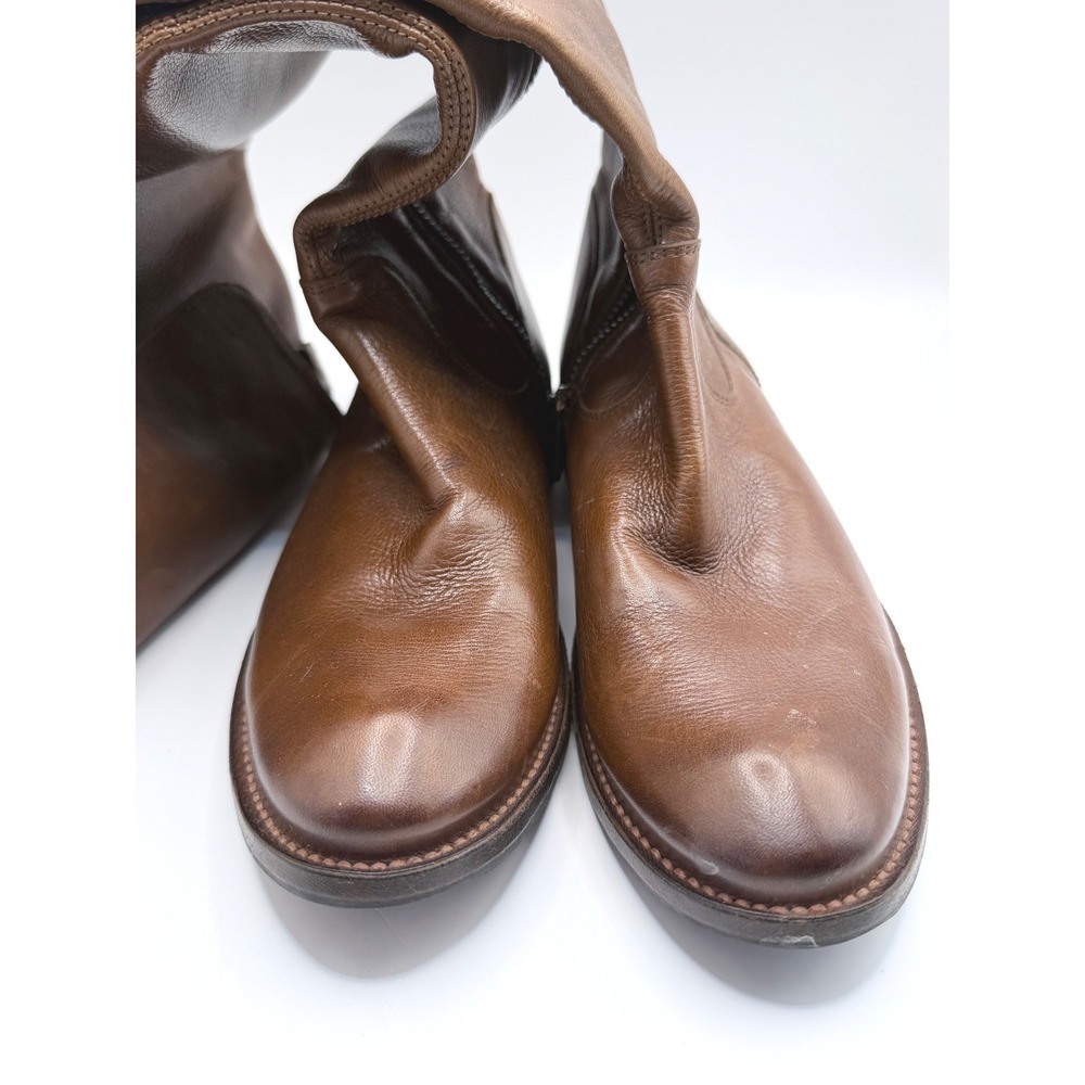 Frye Tall Riding Boots Women 6.5 Brown Leather Melissa Back Zip